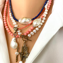 Load image into Gallery viewer, Princess Necklace Lapis Lazuli with Large Baroque Pearl
