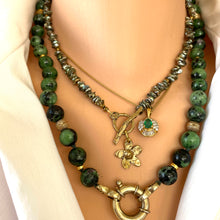 Lade das Bild in den Galerie-Viewer, Ruby Zoisite and Gold Vermeil Beaded Necklace
