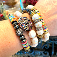 Load image into Gallery viewer, Colourful White Pearl Bracelet, Fresh Water Pearl Stretchy Bracelet
