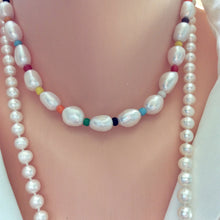 Cargar imagen en el visor de la galería, Pearls &amp; African Glass Beads Necklace, Pearl Short Necklace, Bohemian Jewelry, Summer Jewelry, Beach Jewelry
