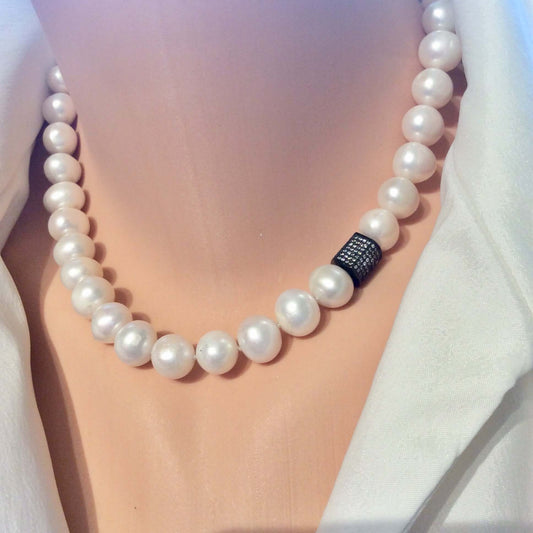 Classic Pearl Bridal Necklace with a twist