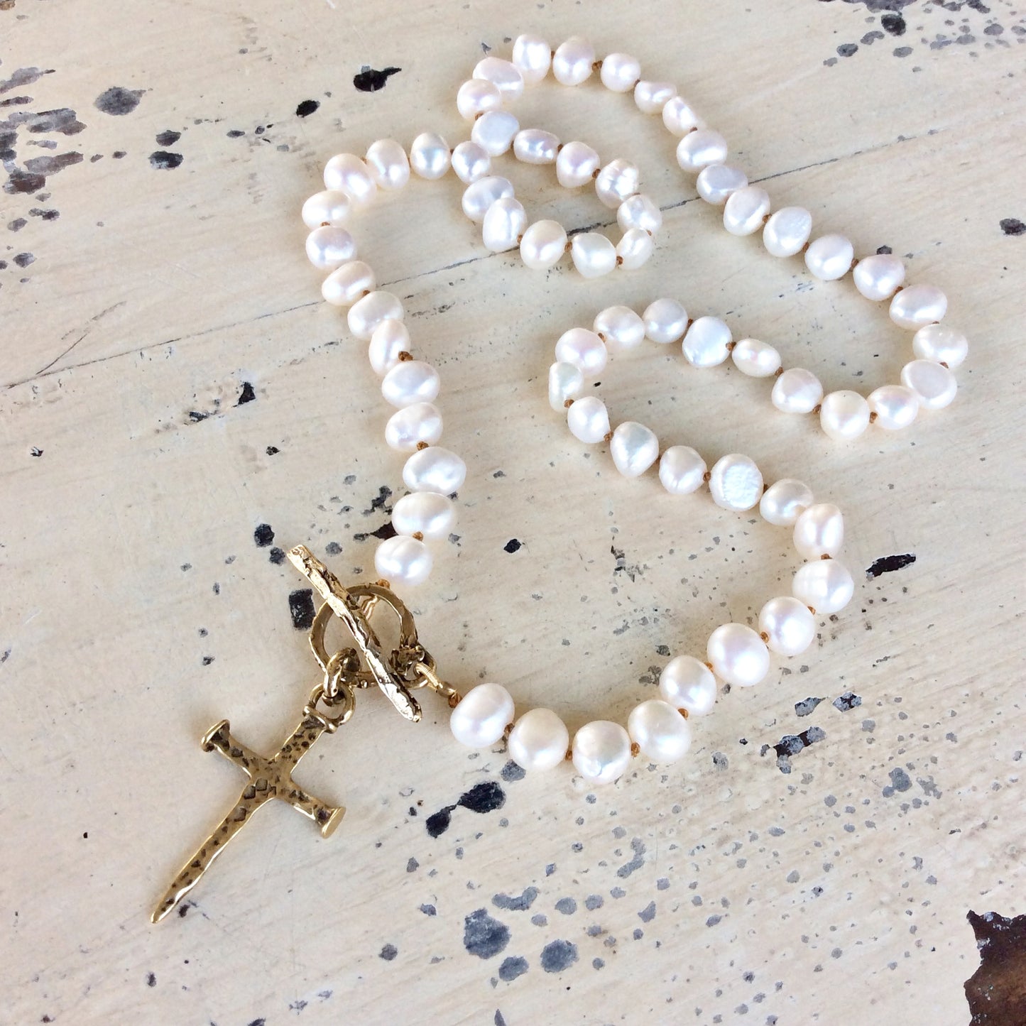 Pearl Necklace & Cross Pendant Necklace