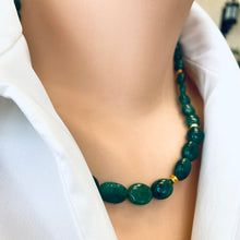 Lade das Bild in den Galerie-Viewer, Emerald Smooth Oval Beads Necklace, Vermeil, 19.5&quot;in, May Birthstone

