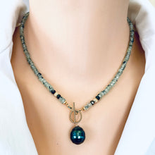 Lade das Bild in den Galerie-Viewer, Green Prehnite Beads and Tahitian Baroque Pearl Toggle Necklace, 18&quot;inches
