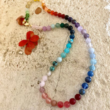 Cargar imagen en el visor de la galería, Mini Rainbow Candy Necklace, Skittles Taste Multi Gemstones Necklace, Gold Plated, 16&quot; to 19.5&quot;inches
