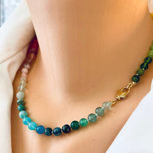 Cargar imagen en el visor de la galería, Mini Rainbow Candy Necklace, Skittles Taste Multi Gemstones Necklace, Gold Plated, 16&quot; to 19.5&quot;inches
