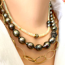 Cargar imagen en el visor de la galería, Tahitian Baroque Pearls Champagne Diamond Necklace
