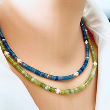 Lade das Bild in den Galerie-Viewer, Layers of Multi Gemstones Beaded Choker Necklaces, Red, Blue &amp; Green Aventurine, Rose Quartz, Yellow, Green Jade
