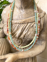 Cargar imagen en el visor de la galería, Layers of Multi Gemstones Beaded Choker Necklaces, Red, Blue &amp; Green Aventurine, Rose Quartz, Yellow, Green Jade

