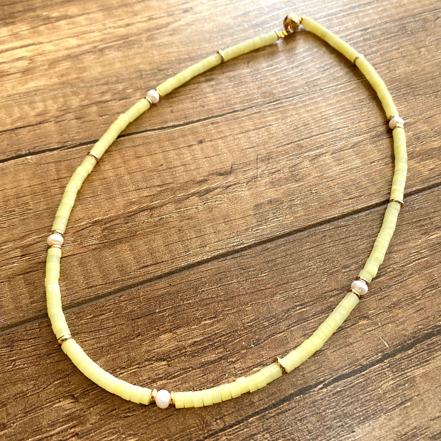 Multi gemstone choker necklaces with yellow jade beads and magnetic clasp