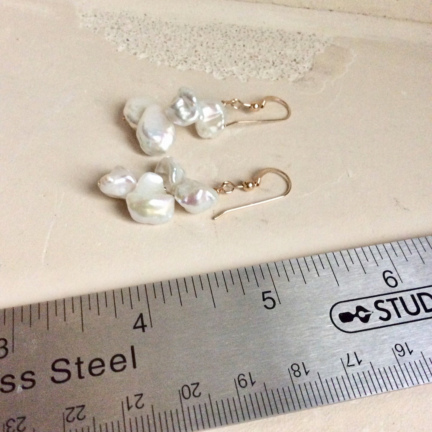 Keshi Pearls & 14k GF Drop Earrings