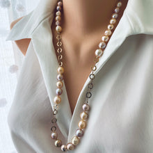 Lade das Bild in den Galerie-Viewer, Edison Wrinkled Pearls, Kasumi Like Necklace, Rose Gold Plated Silver Details, 28&quot;inches

