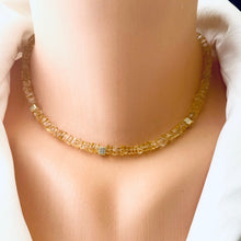 Load image into Gallery viewer, Citrine Choker Necklace with Gold Vermeil Details, 15.5&quot;inches, November Birthstone

