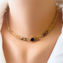 Load image into Gallery viewer, Citrine Choker Necklace with Gold Vermeil Details, 15.5&quot;inches, November Birthstone
