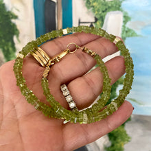 Load image into Gallery viewer, Peridot Choker Necklace, Gold Vermeil Details, 15.25&quot;or 15.80&quot;inches, August Birthstone
