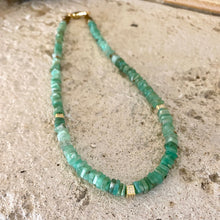 Cargar imagen en el visor de la galería, Green Chrysoprase Heishi Square Beads Choker Necklace with Gold Vermeil, 15.75&quot;inches
