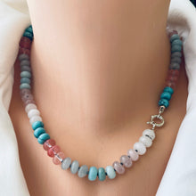 Load image into Gallery viewer, Amazonite, Rose Quartz, Jade Pastel Candy Necklace, Silver Marine Clasp, 18&quot;or 23&quot;in
