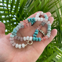 Load image into Gallery viewer, Amazonite, Rose Quartz, Jade Pastel Candy Necklace, Silver Marine Clasp, 18&quot;or 23&quot;in

