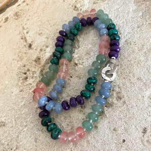 19.5"inches hand knotted multi gemstone necklace
