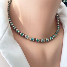 Lade das Bild in den Galerie-Viewer, Multi Color Gemstones Choker Necklaces with Gold Coated Hematite Tire Beads,16&quot;in
