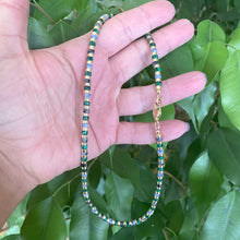 Carica l&#39;immagine nel visualizzatore di Gallery, Multi Color Gemstones Choker Necklaces with Gold Coated Hematite Tire Beads, Gold Plated Brass, 16&quot;inches
