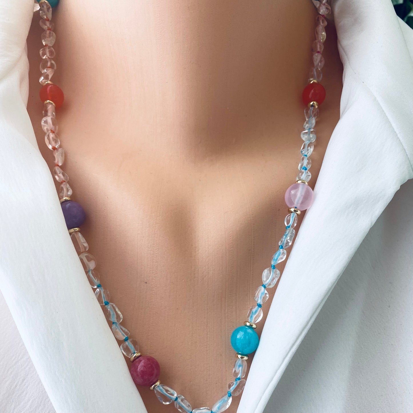 rainbow gemstone necklace
