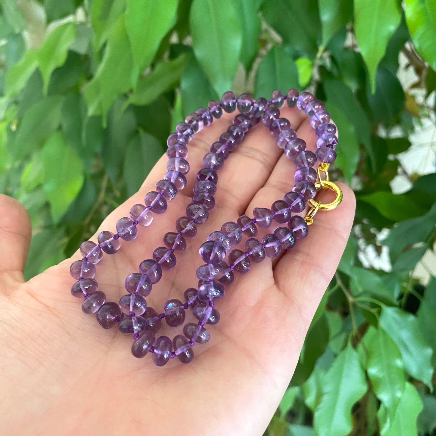 Hand Knotted Brazil Amethyst Candy Necklace, GV, 20”