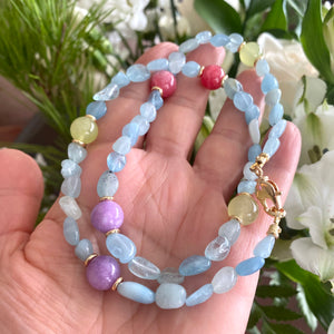 Aquamarine beaded necklace