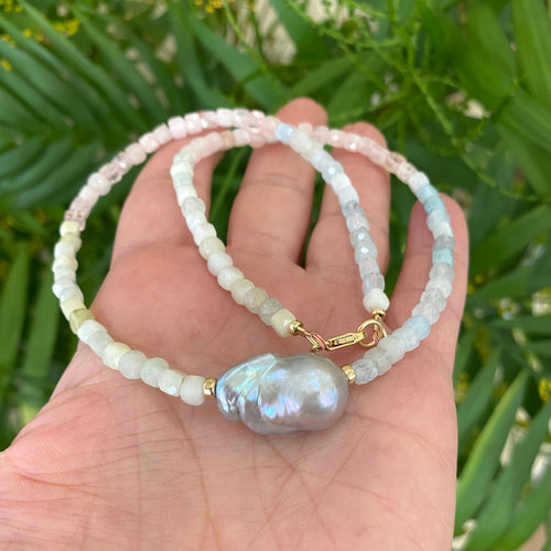 aquamarine and morganite necklace