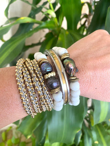 Baroque Pearl Bracelet & White Glass Bracelet
