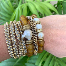 Lade das Bild in den Galerie-Viewer, Baroque Pearl and African Tribal Glass Bead Stretch Bracelets Stack
