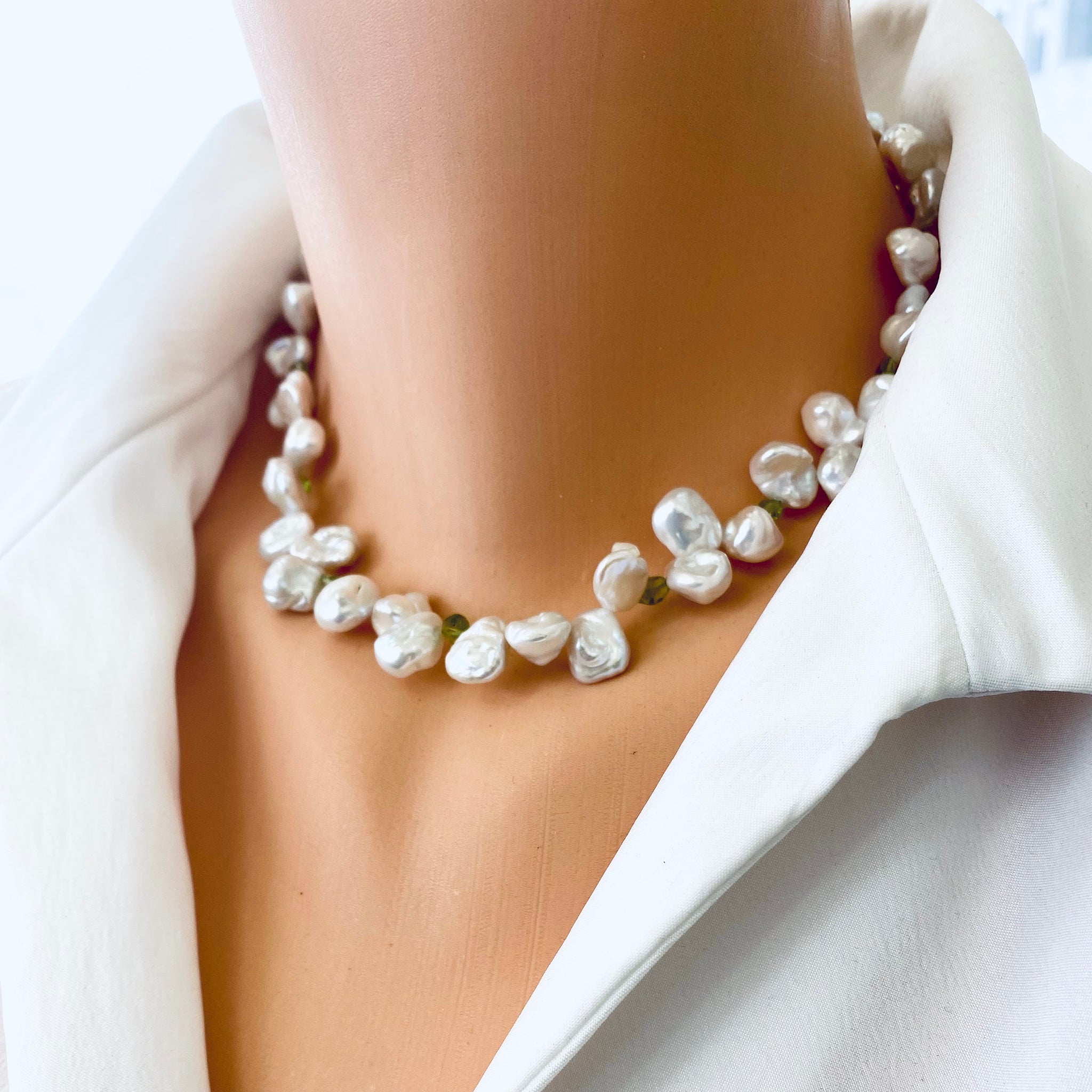 Peridot and Seed Pearl Necklace – Studio Collections Jewelry