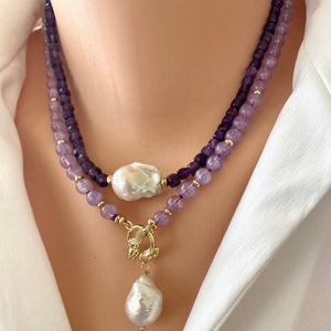 18"inches Amethyst toggle necklace