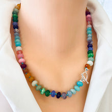 Load image into Gallery viewer, Rainbow Candy Necklace, Skittles Taste Multi Gemstones Necklace, Silver Toggle Clasp, 19-21.5&quot;inches,
