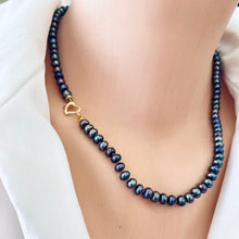 Charger l&#39;image dans la galerie, Black Pearl Necklace, Hot Pink Chalcedony, Chrysoprase &amp; Baroque Pearl Removable Pendant, Gold Vermeil Plated Silver, 18&quot;in
