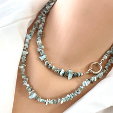 Lade das Bild in den Galerie-Viewer, Long Larimar Necklace with an Extra Large Fresh Water Baroque Pearl Pendant

