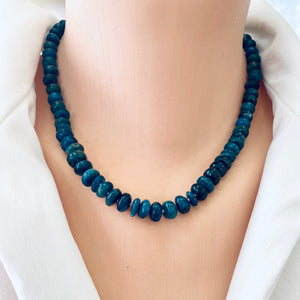 Chrysocolla Candy Necklace, 18"inches, Gold Vermeil Marine Closure