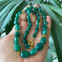 Charger l&#39;image dans la galerie, Emerald Smooth Oval Beads Necklace, Vermeil, 19.5&quot;in, May Birthstone
