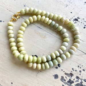 Olive Green Shaded Opal Candy Necklace, Vermeil, 20"in