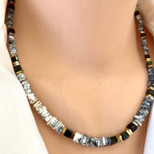 Lade das Bild in den Galerie-Viewer, Dendritic Opal &amp; Black Spinel Necklace, Gold Plated Magnetic Clasp, 16&quot;or 19&quot;inches

