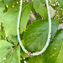 Load image into Gallery viewer, Ethiopian Opal Necklace. Multi Sapphire Pave Accent &amp; Vermeil Details, 17.5&quot;in, October Birthstone
