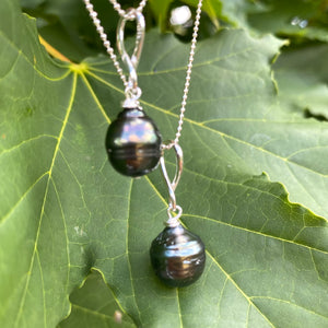 Tahitian Teardrop Pearl Pendant on Sterling Silver Ball Chain, 20"or 22"inches, June Birthstone