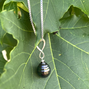 Tahitian Teardrop Pearl Pendant on Sterling Silver Box Chain, 18"in, June Birthstone
