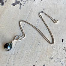Load image into Gallery viewer, Tahitian Teardrop Pearl Pendant on Sterling Silver Box Chain, 18&quot;in, June Birthstone
