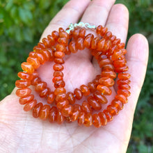 Load image into Gallery viewer, Hand Knotted Carnelian Candy Necklace, Sterling Silver Marine Closure, 18.5&quot;in
