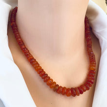 Load image into Gallery viewer, Hand Knotted Carnelian Candy Necklace, Sterling Silver Marine Closure, 18.5&quot;in
