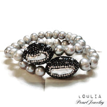 Carica l&#39;immagine nel visualizzatore di Gallery, Silver pearl Stretch Bracelet,Stackable Bracelet,Boho Chic Bracelet, Freshwater Pearl Bracelet
