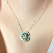 Cargar imagen en el visor de la galería, Solid Gold 18K Coin Pearl Allah Pendant, 16&quot;Inches Long
