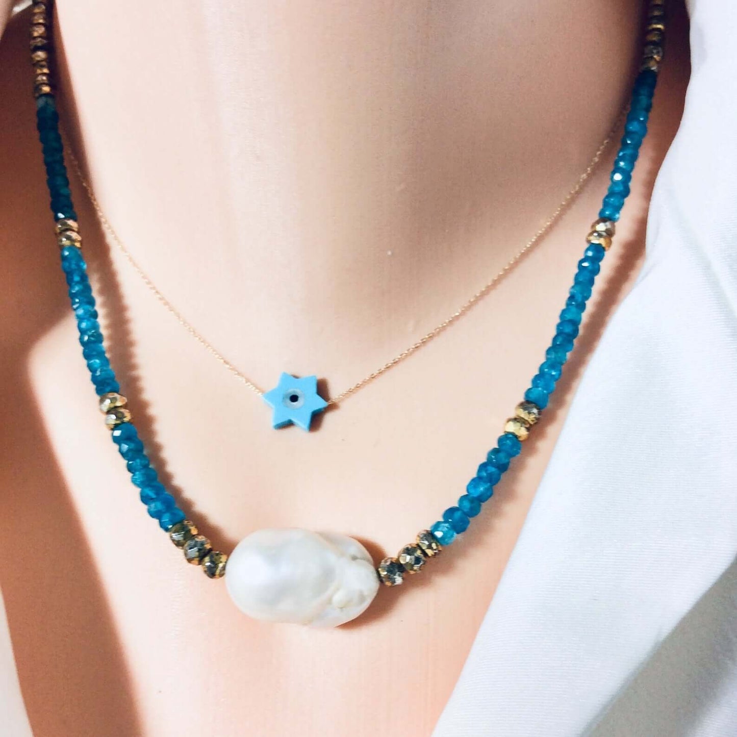 Collier avec pendentif étoile de David en or massif 18 carats, 38 cm de long, cadeau de Bat Mitzvah