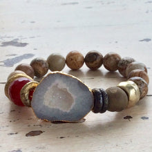 Load image into Gallery viewer, White Clear Quartz bracelet Druzy Crystal Natural Jasper Bracelet
